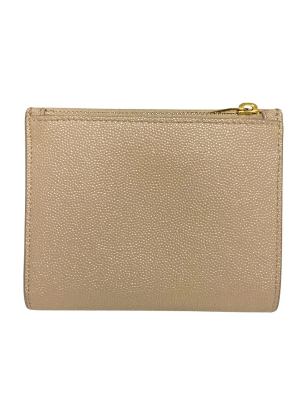 Saint Laurent Wallet Uptown Compact Leather Beige
